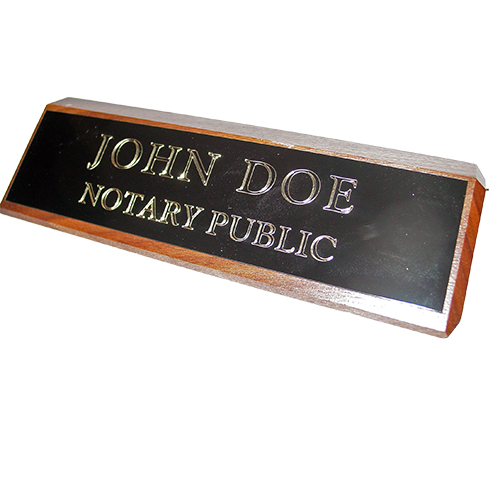 North Dakota Notary Walnut Desk Sign